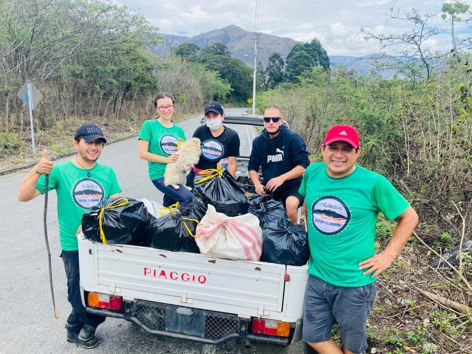 Team from the Vilcabamba EcoClub during a waste collection day on one of the Vilcabamba trails