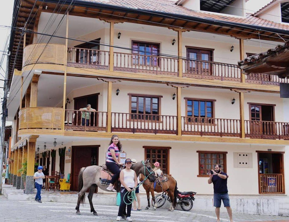 Vista exterior del Hotel Eterna Juventud en Vilcabamba, Ecuador